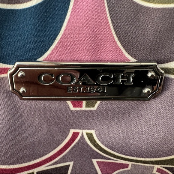 COACH Op Art Satin Tote Metallic Gold Trim Zip Top | Clean - Picture 3 of 11